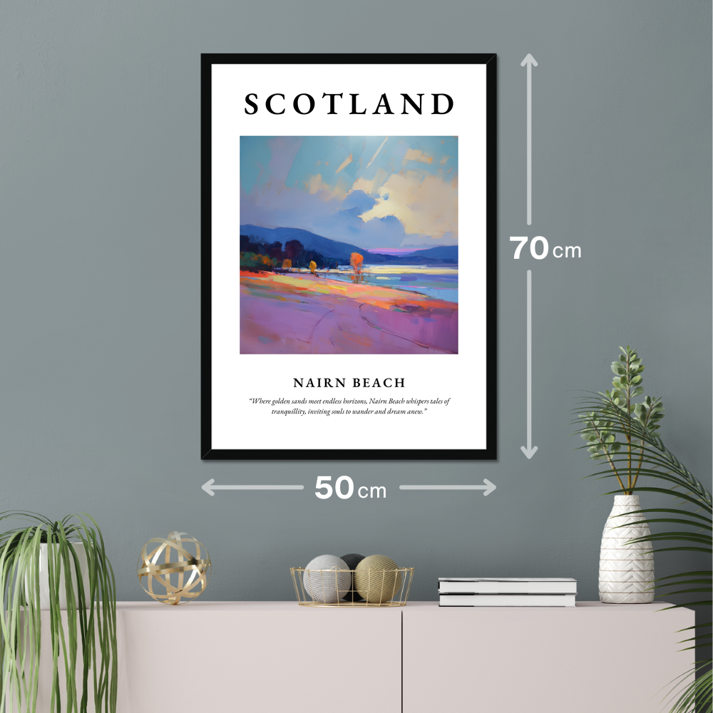 Poster of Nairn Beach hanging on a wall