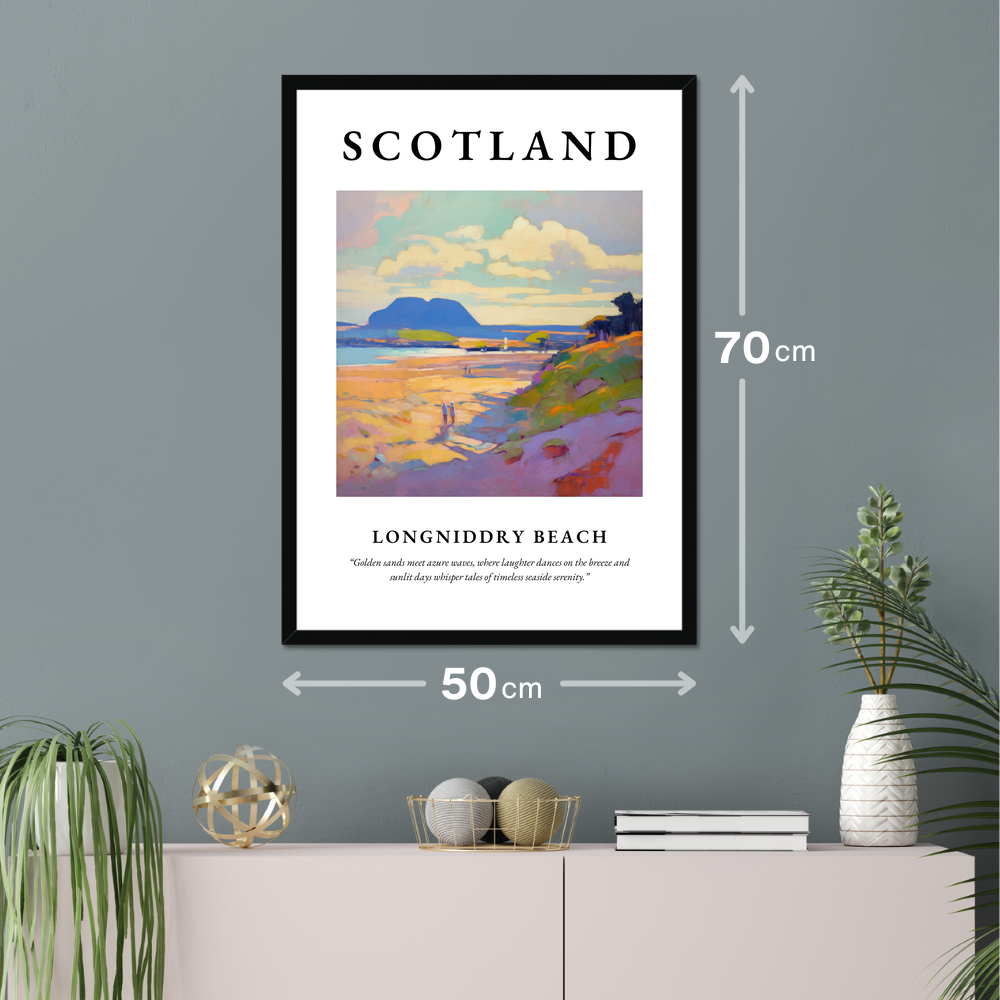 Poster of Longniddry Beach hanging on a wall