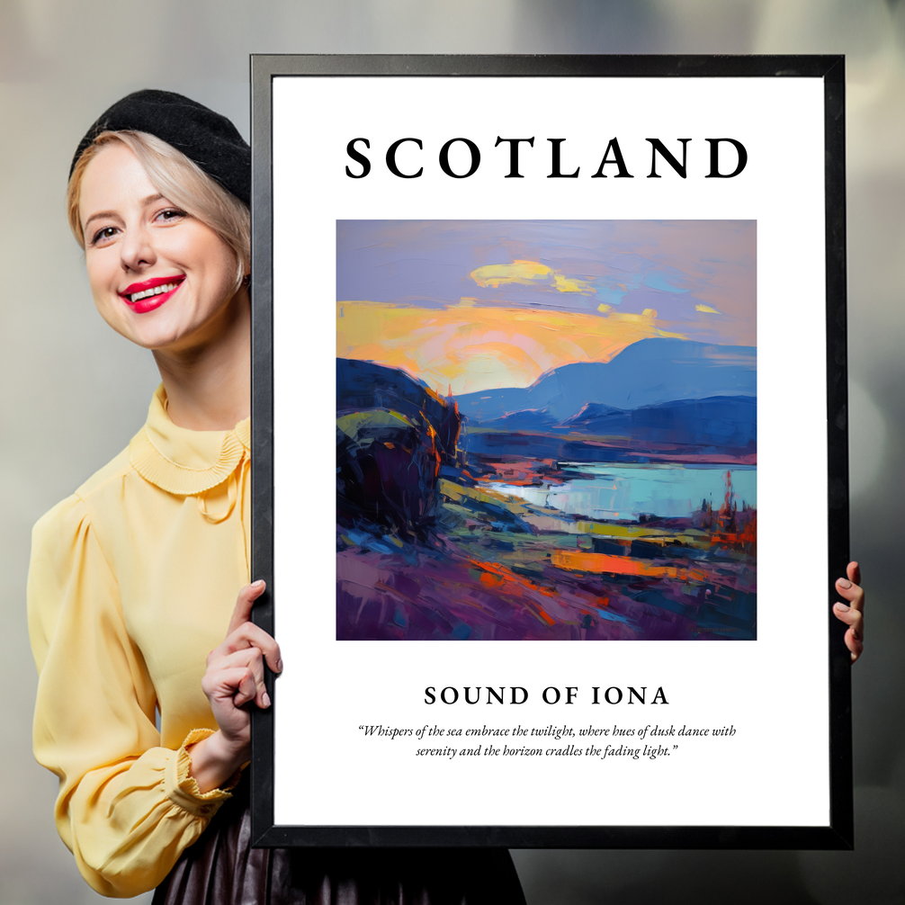 Person holding a poster of Sound of Iona