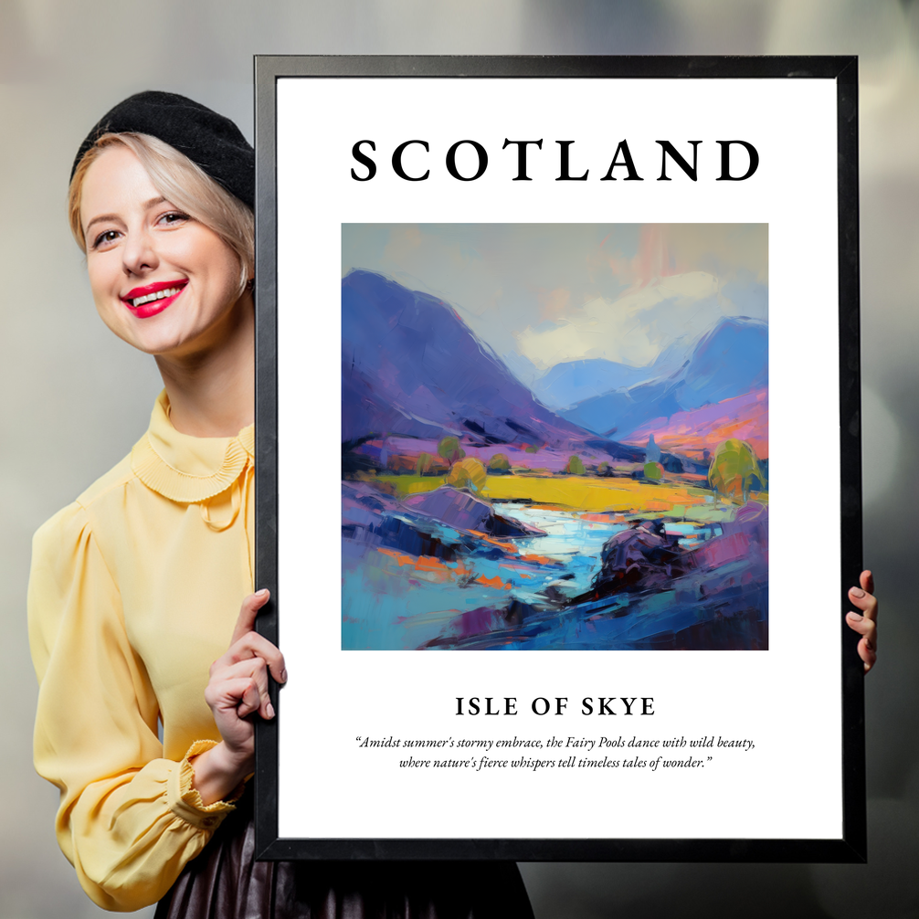 Person holding a poster of Isle of Skye