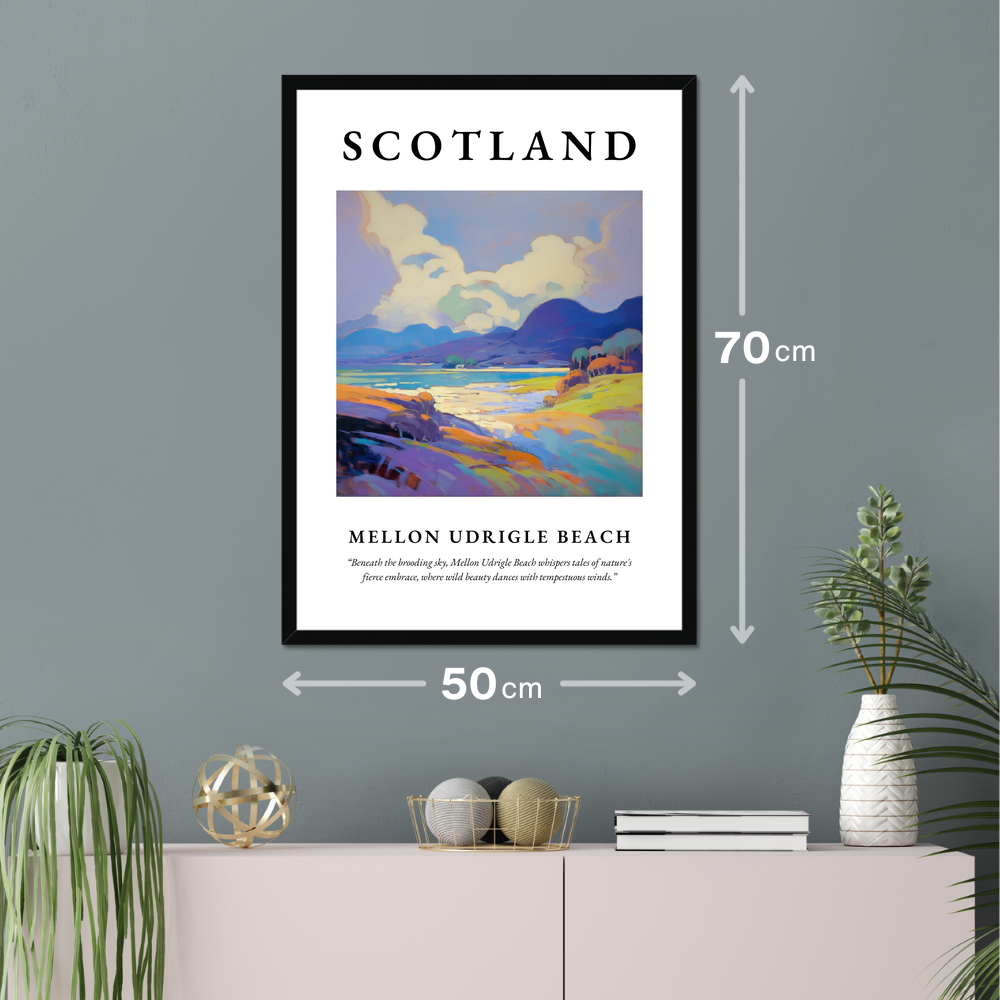 Poster of Mellon Udrigle Beach hanging on a wall