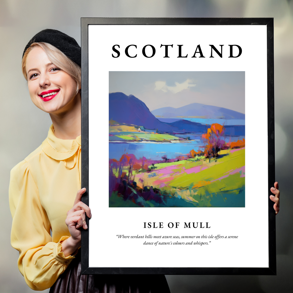 Person holding a poster of Isle of Mull