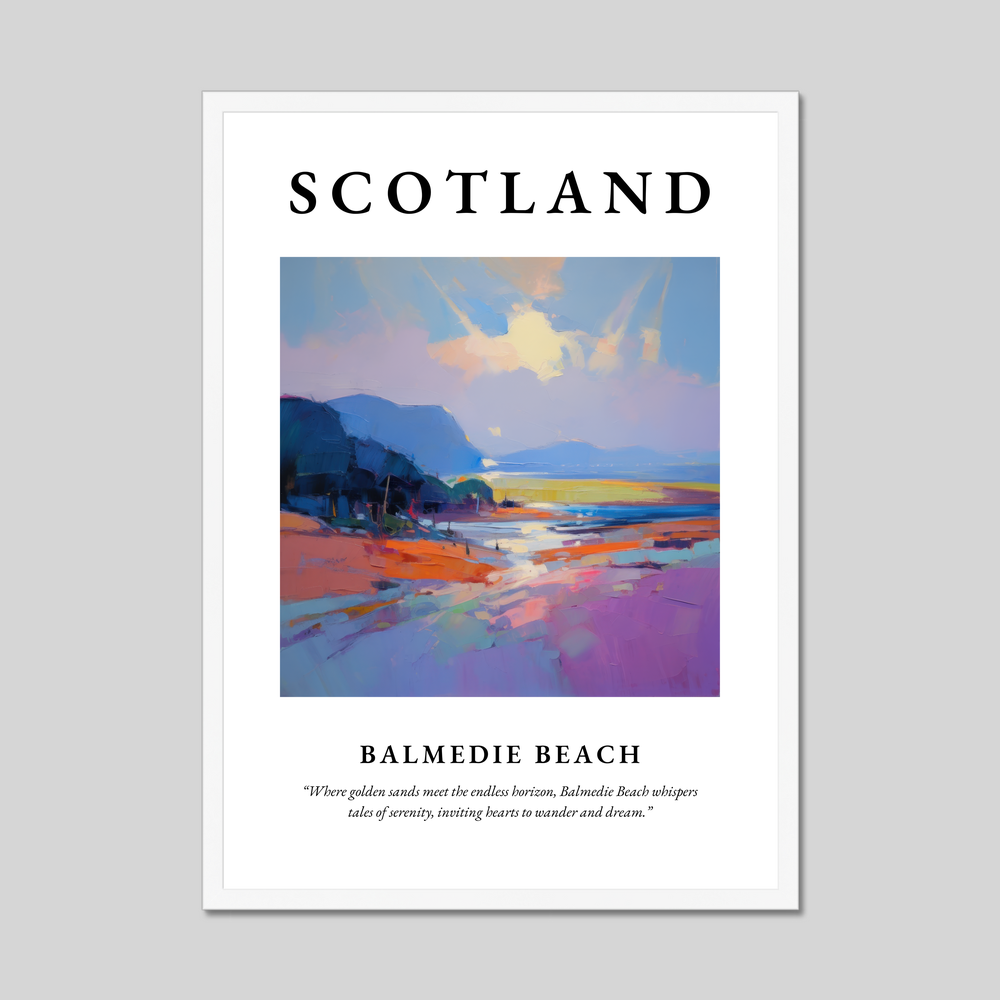 Poster in a white frame with the word Scotland