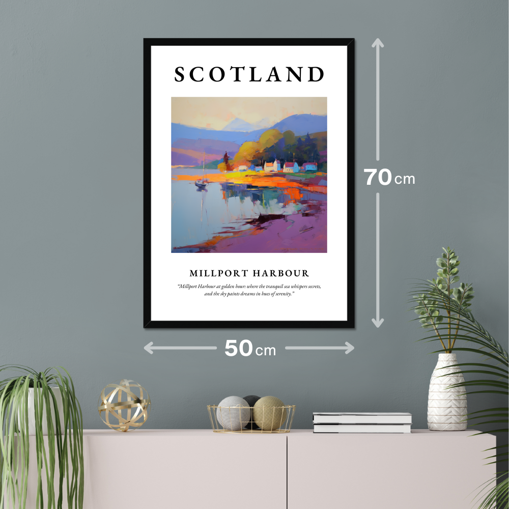 Poster of Millport Harbour hanging on a wall