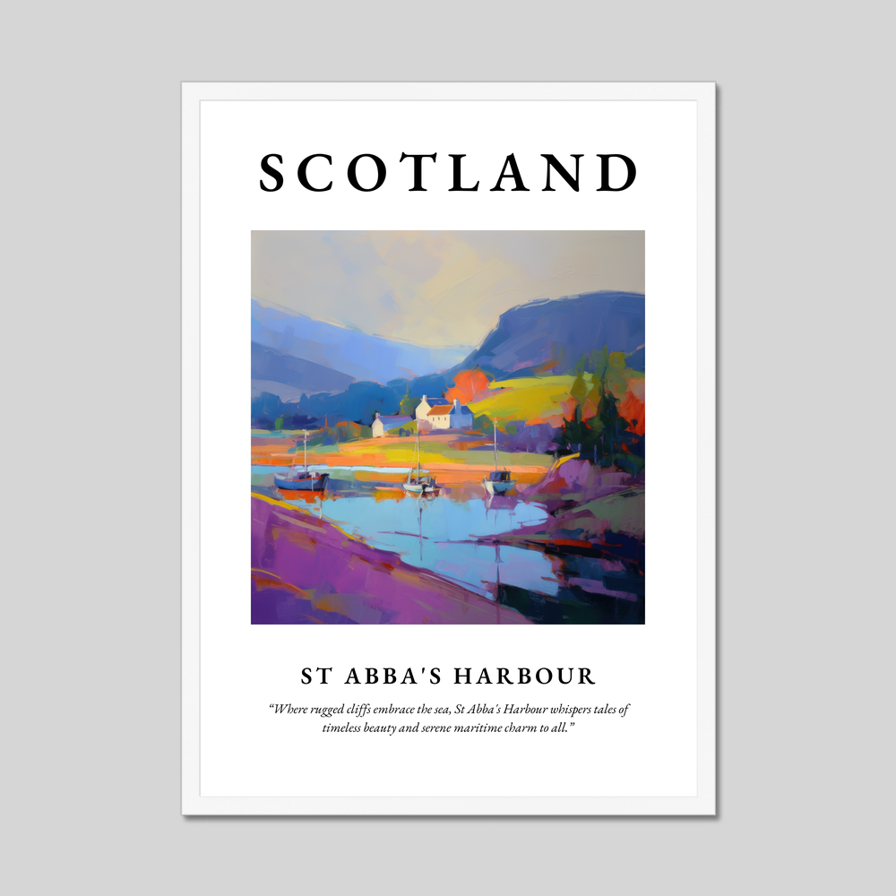 Poster in a white frame with the word Scotland