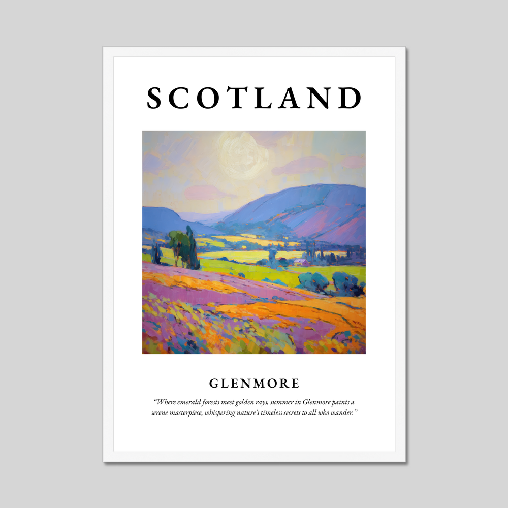 Poster in a white frame with the word Scotland