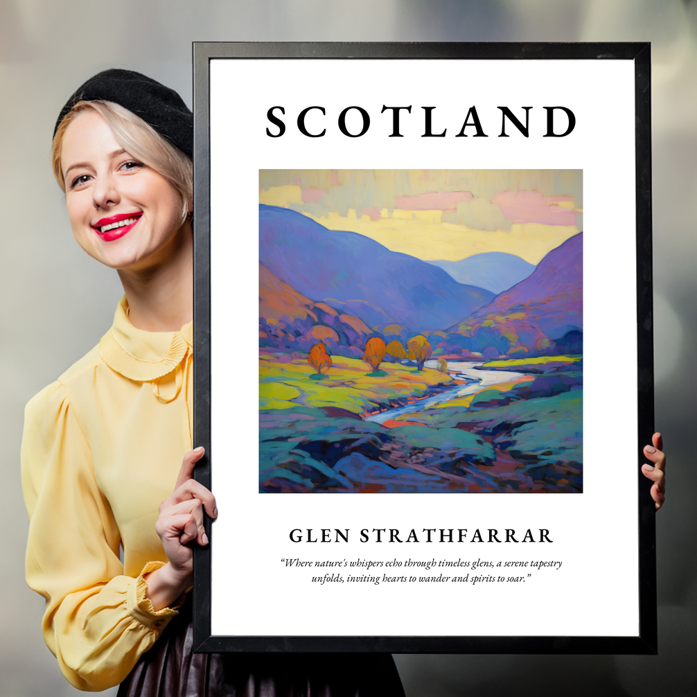 Person holding a poster of Glen Strathfarrar