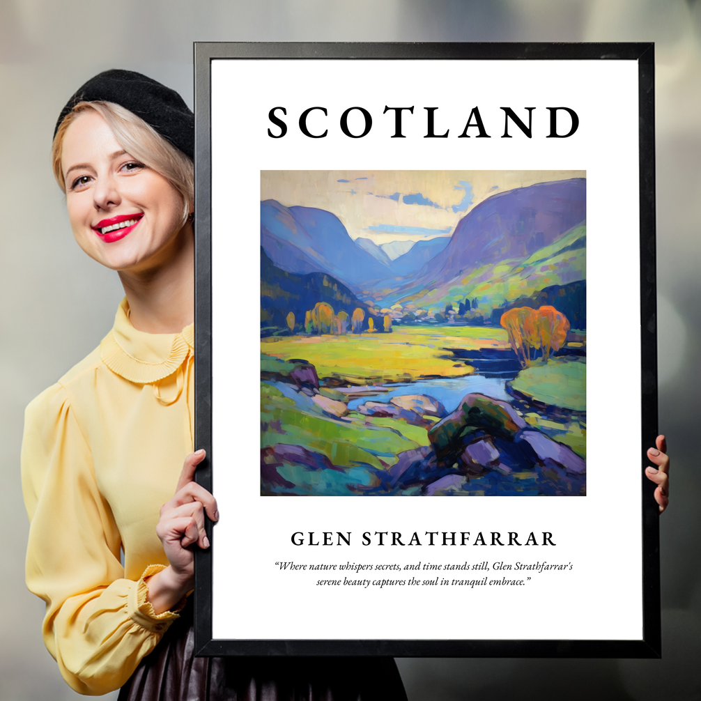 Person holding a poster of Glen Strathfarrar