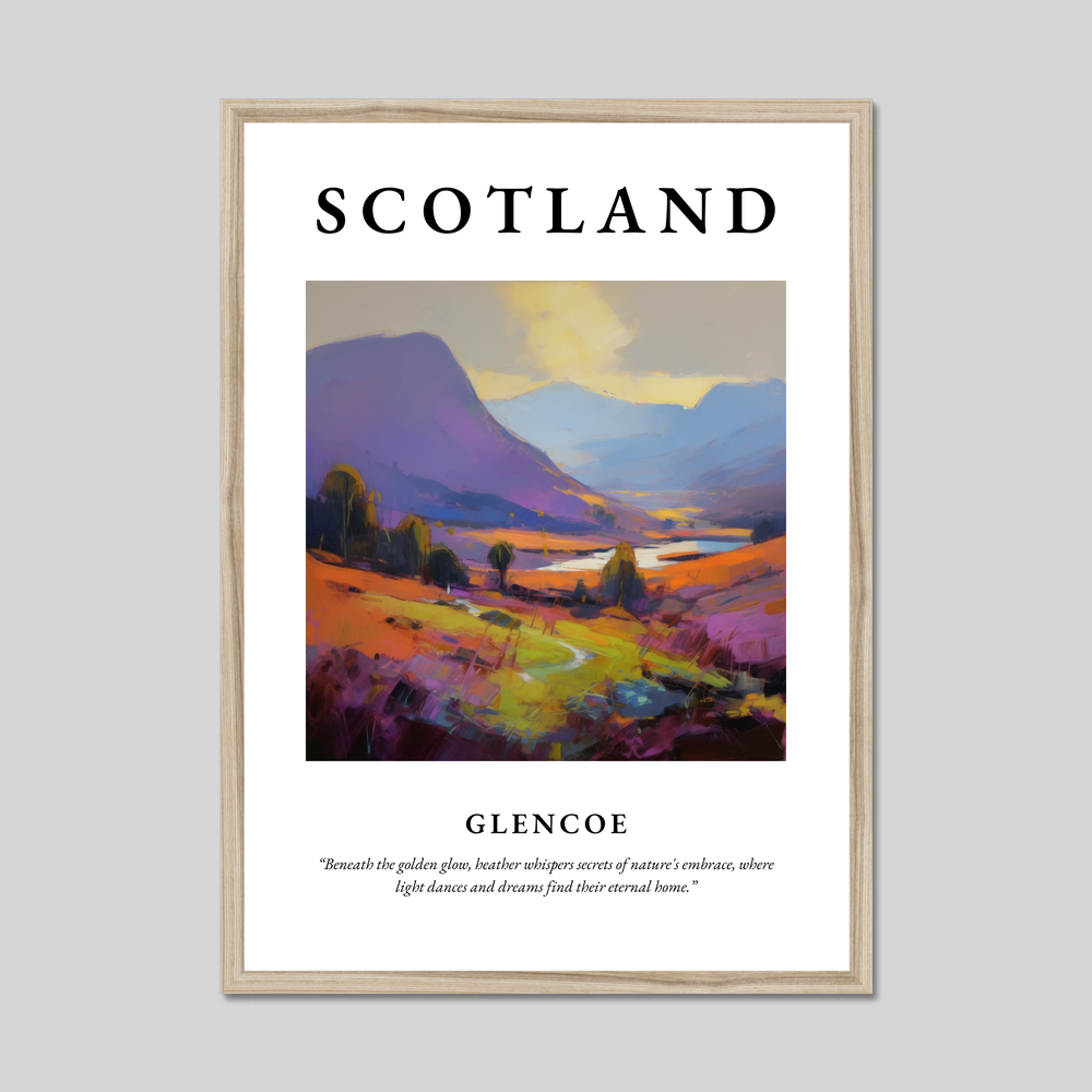 Poster in a natural frame with the word Scotland