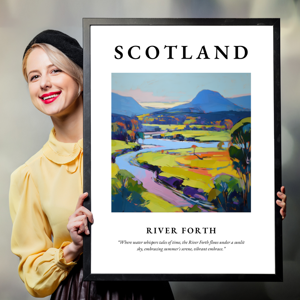 Person holding a poster of River Forth