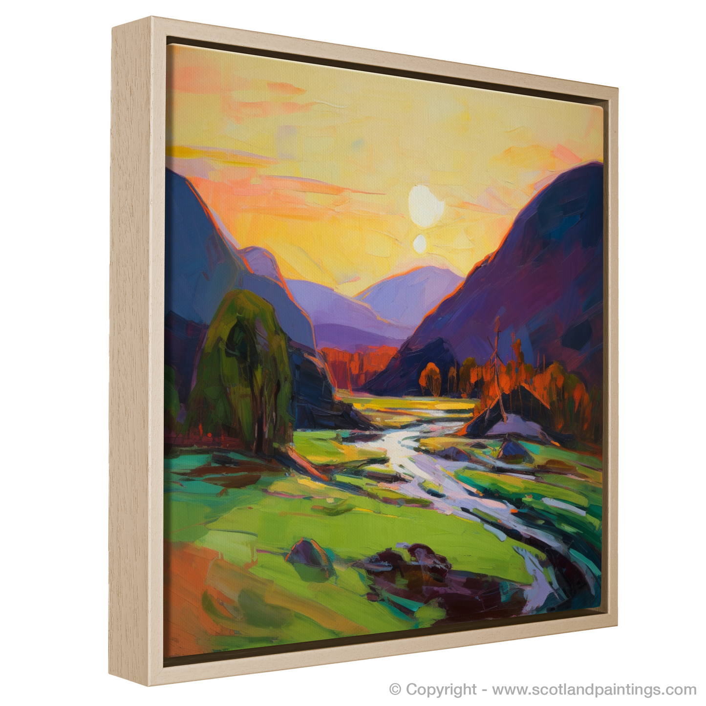 Verdant Glen at Sunset: An Expressionist Ode to Glencoe's Enchantment