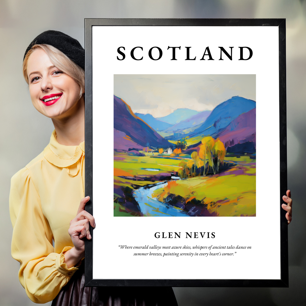 Person holding a poster of Glen Nevis