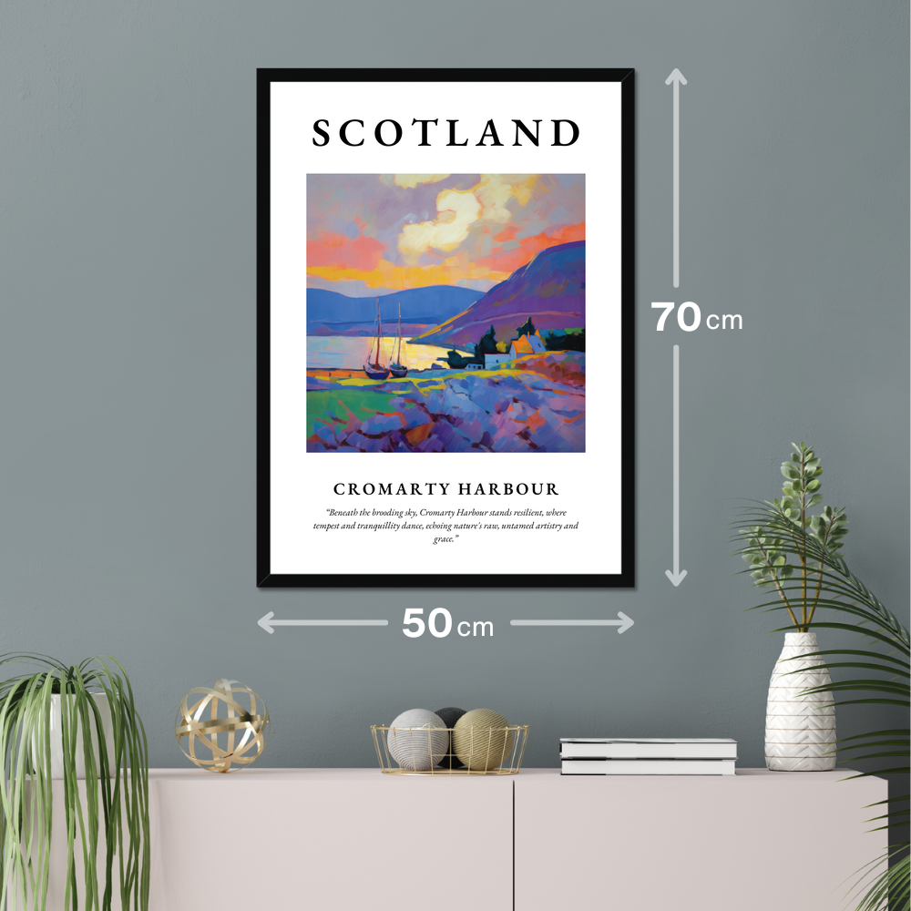 Poster of Cromarty Harbour hanging on a wall