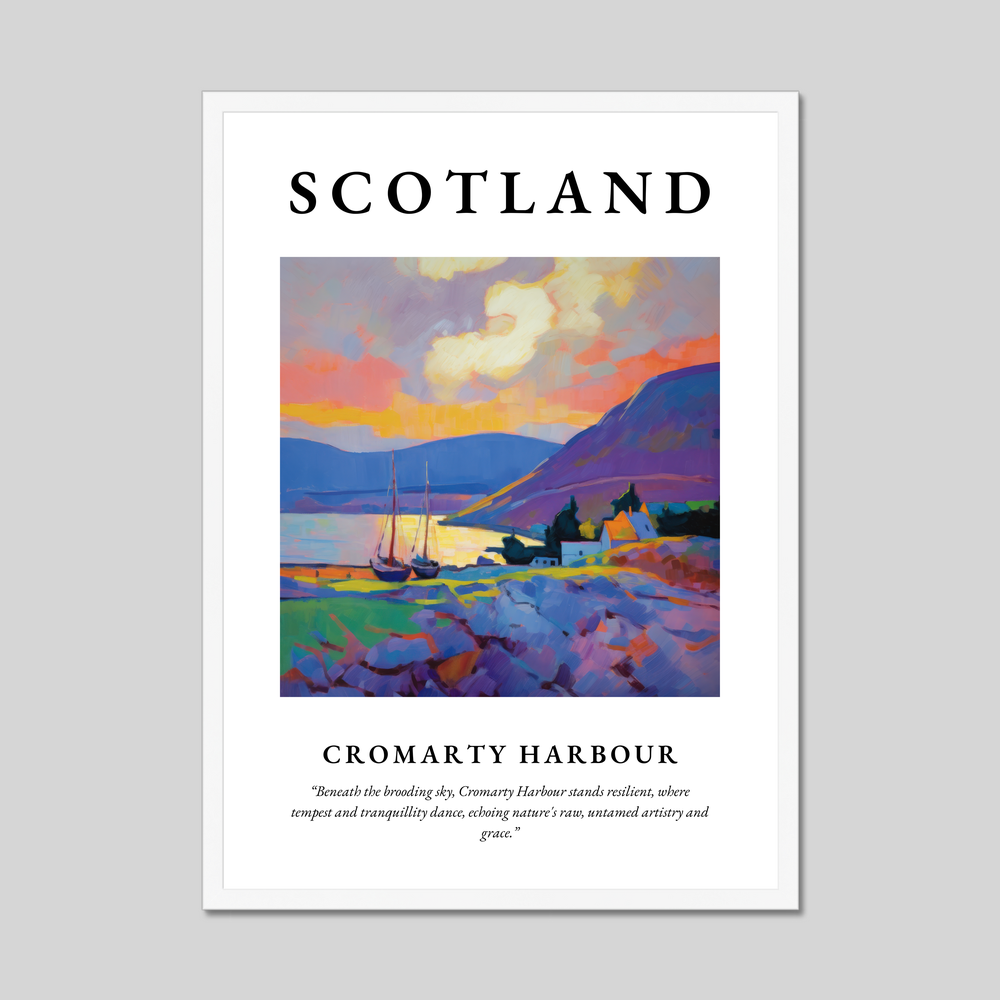 Poster in a white frame with the word Scotland