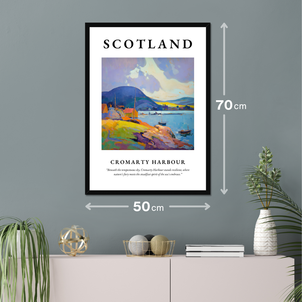 Poster of Cromarty Harbour hanging on a wall