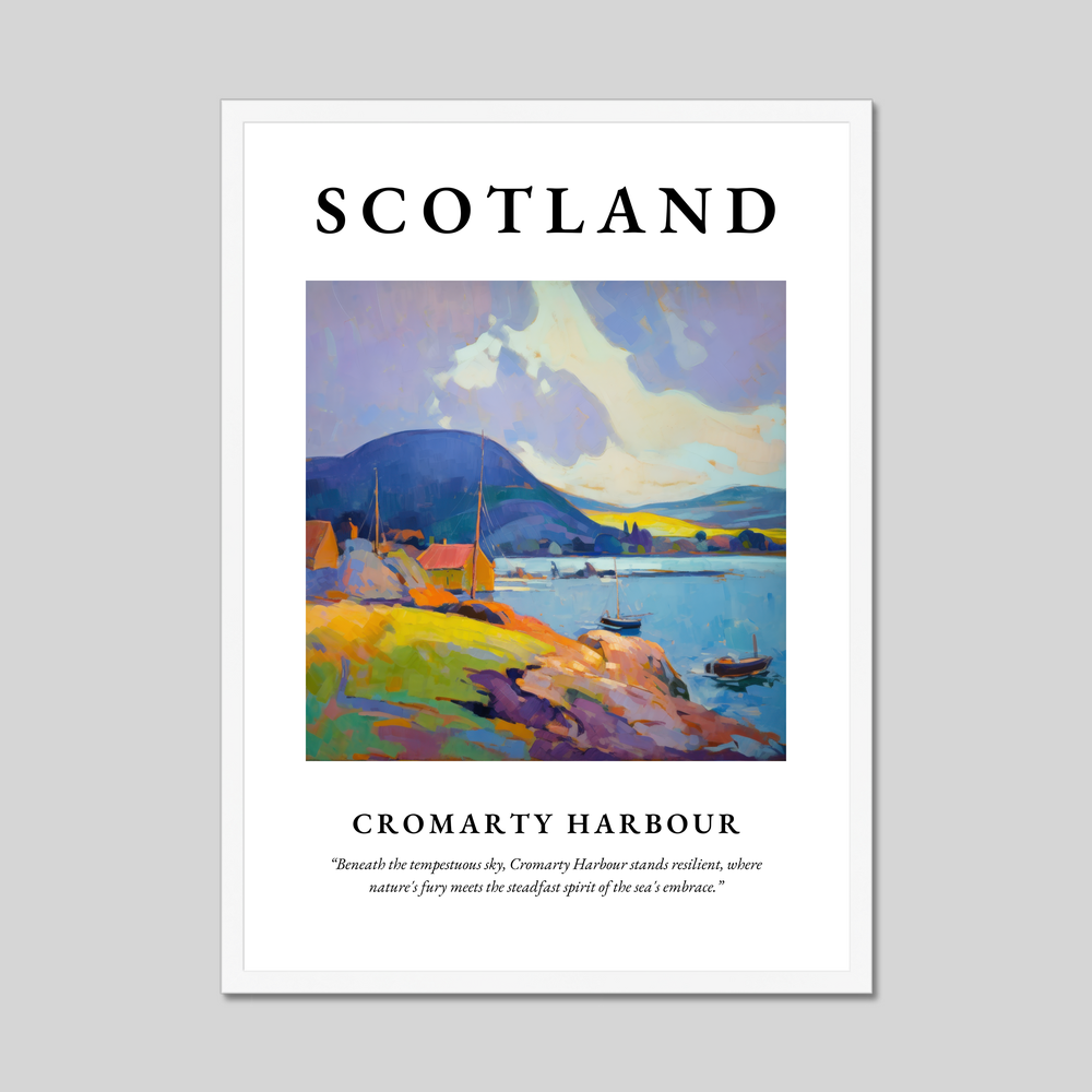 Poster in a white frame with the word Scotland