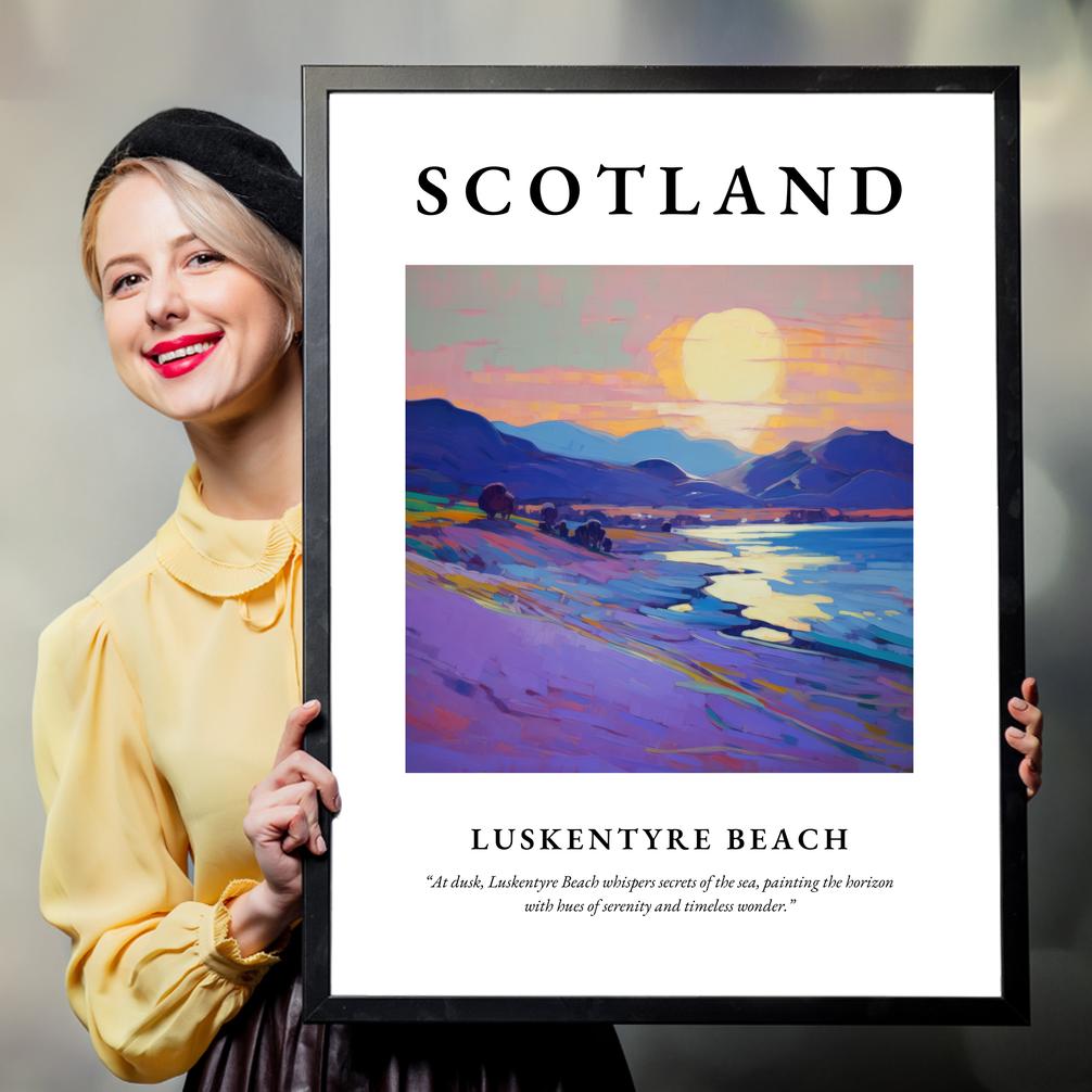 Person holding a poster of Luskentyre Beach