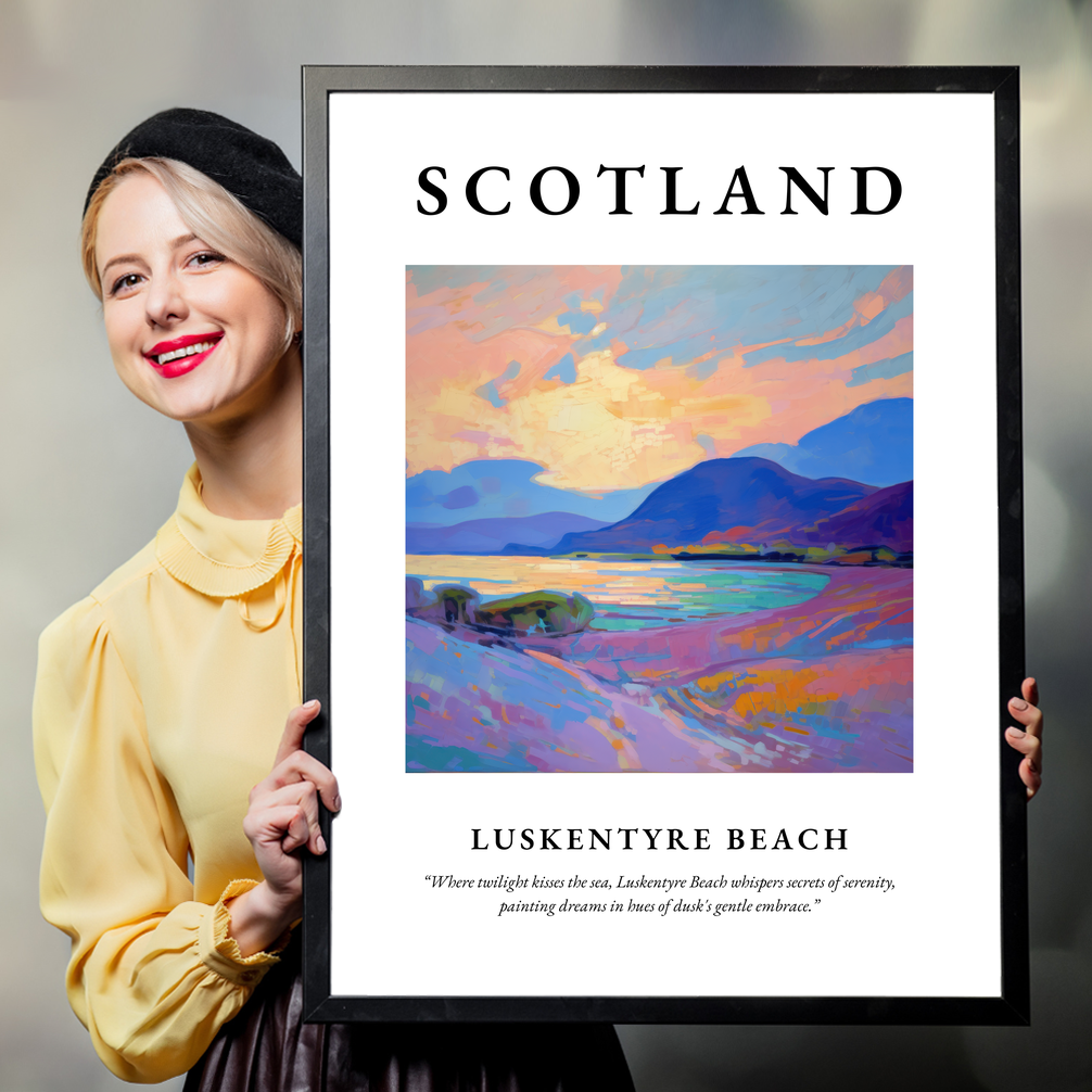 Person holding a poster of Luskentyre Beach