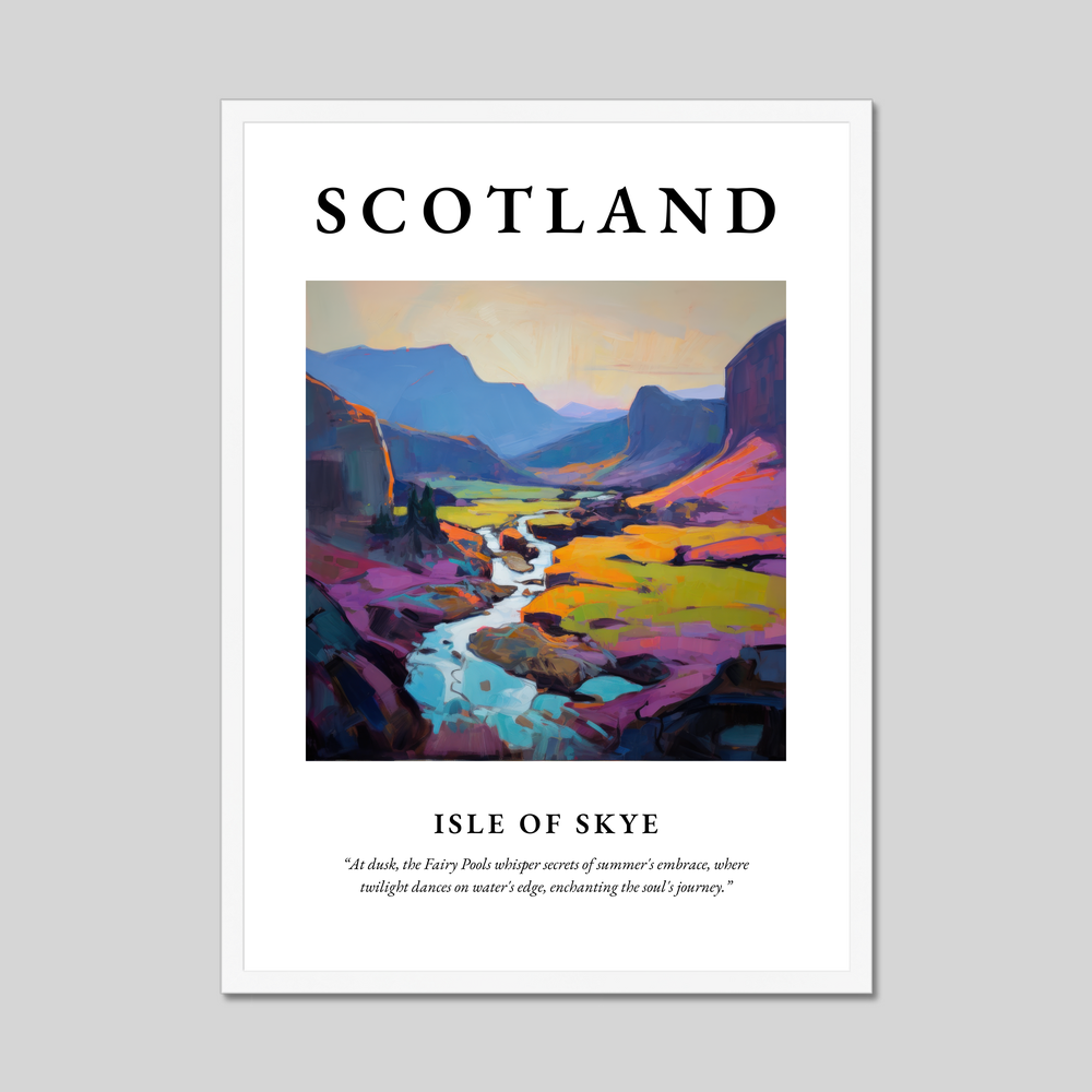 Poster in a white frame with the word Scotland