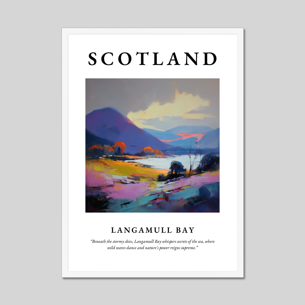 Poster in a white frame with the word Scotland