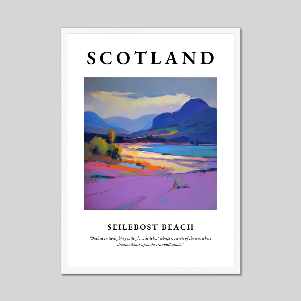 Poster in a white frame with the word Scotland