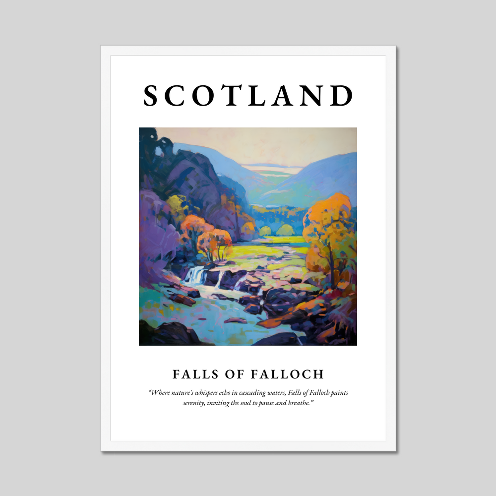 Poster in a white frame with the word Scotland