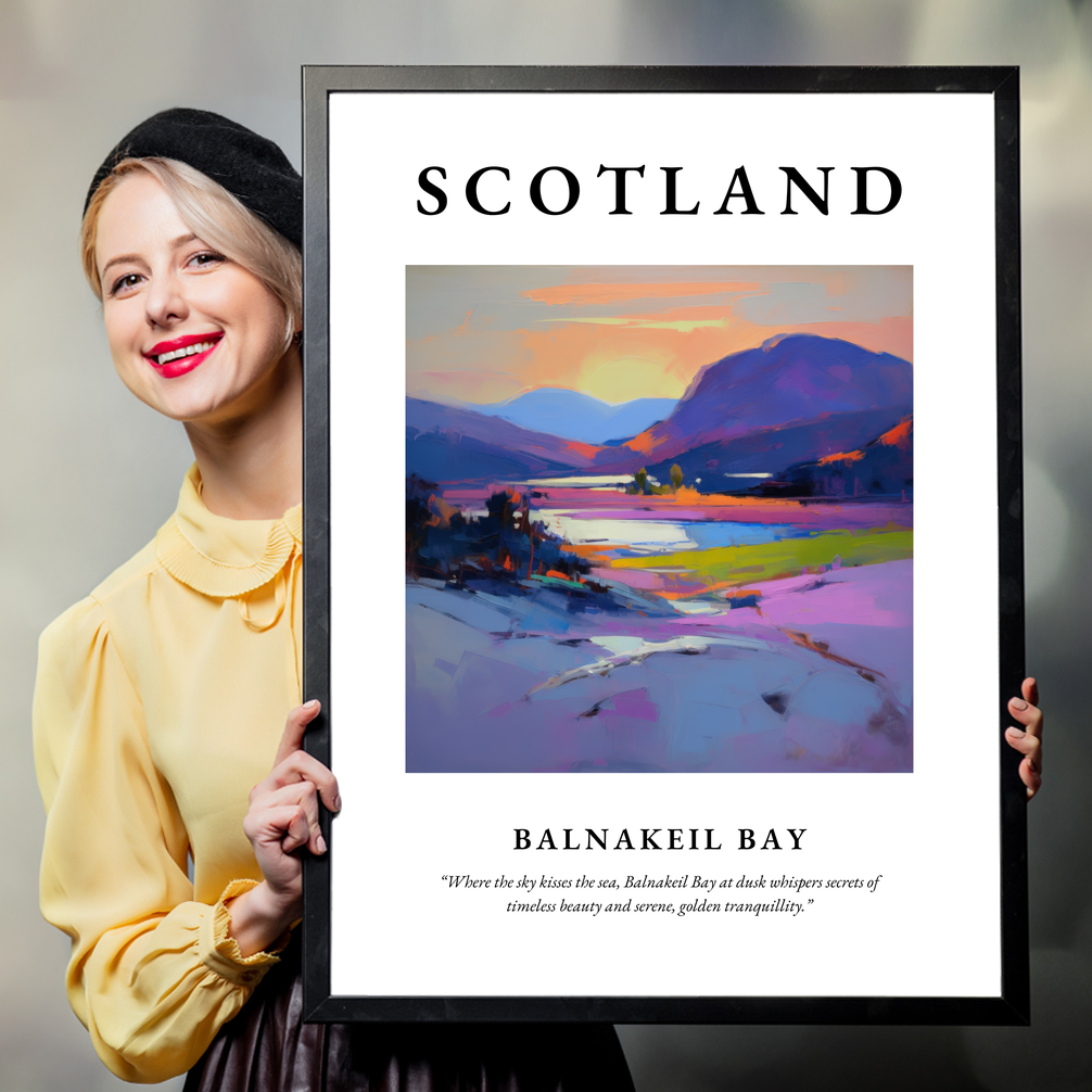 Person holding a poster of Balnakeil Bay