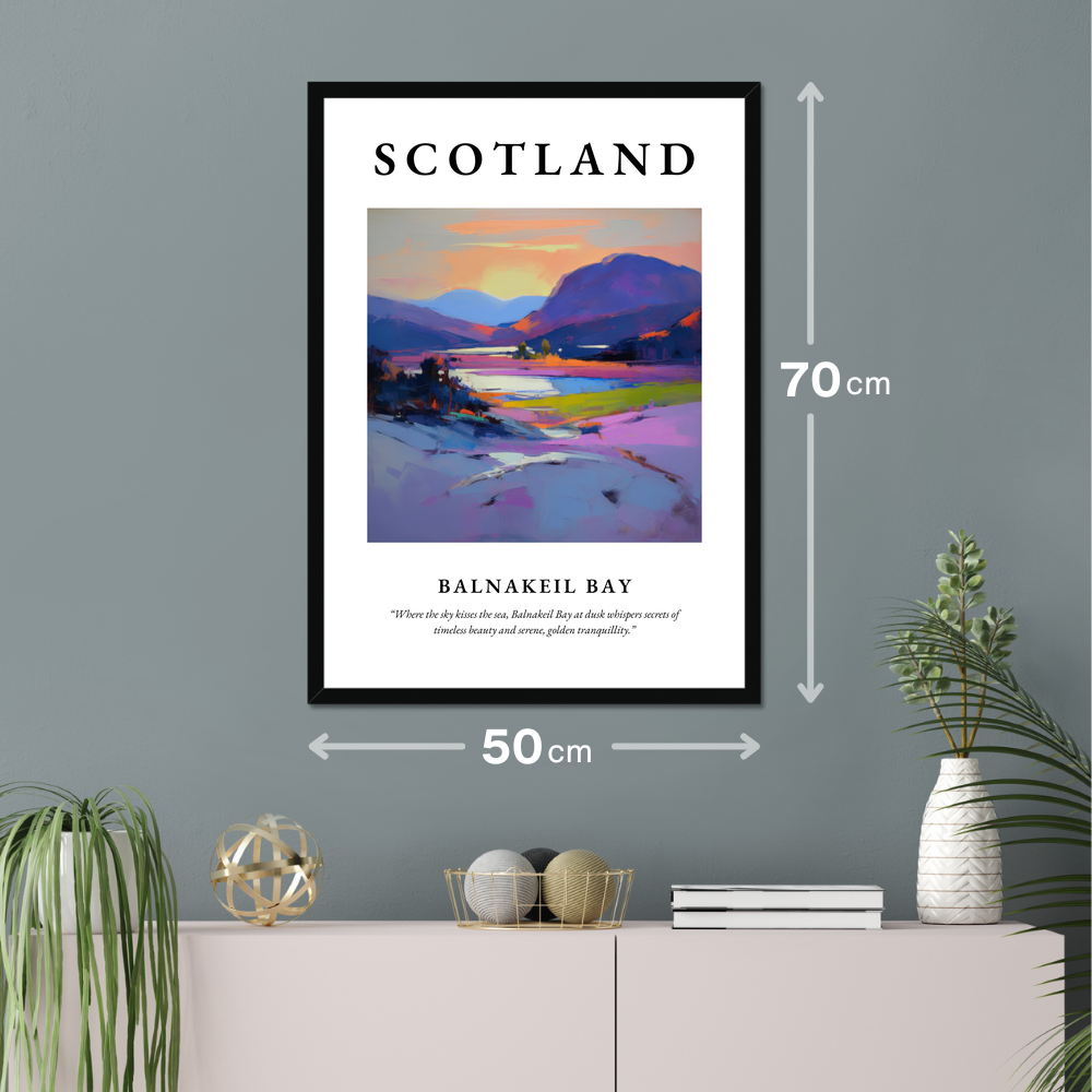 Poster of Balnakeil Bay hanging on a wall