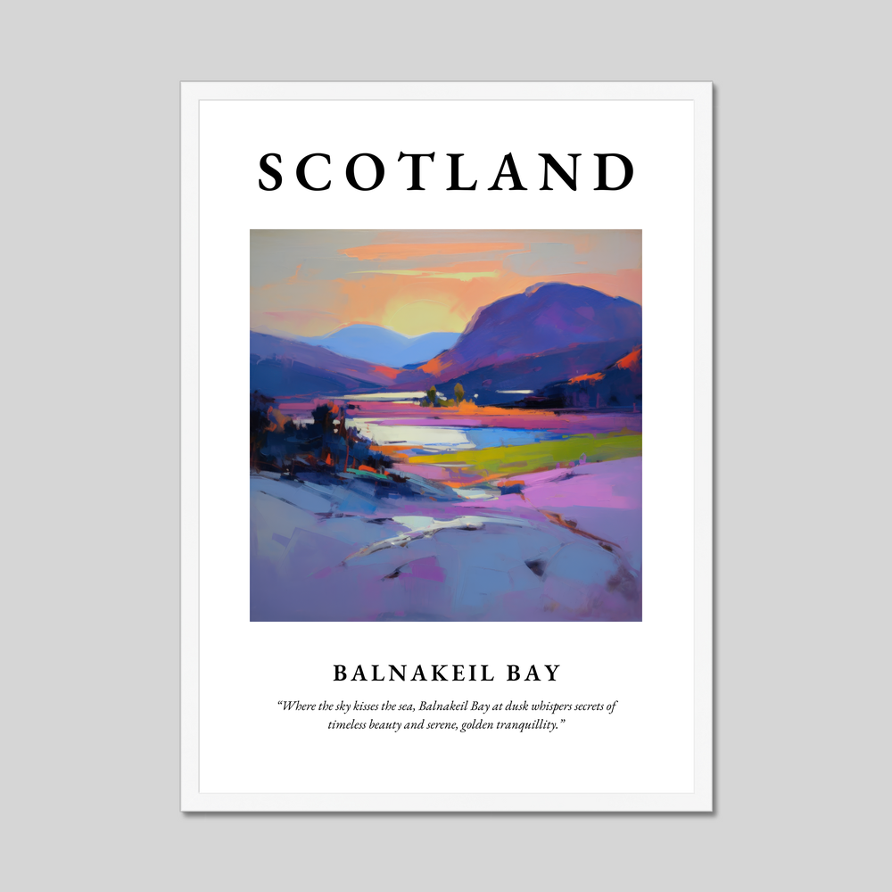 Poster in a white frame with the word Scotland