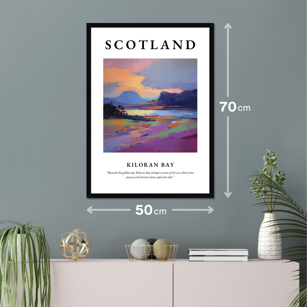 Poster of Kiloran Bay hanging on a wall