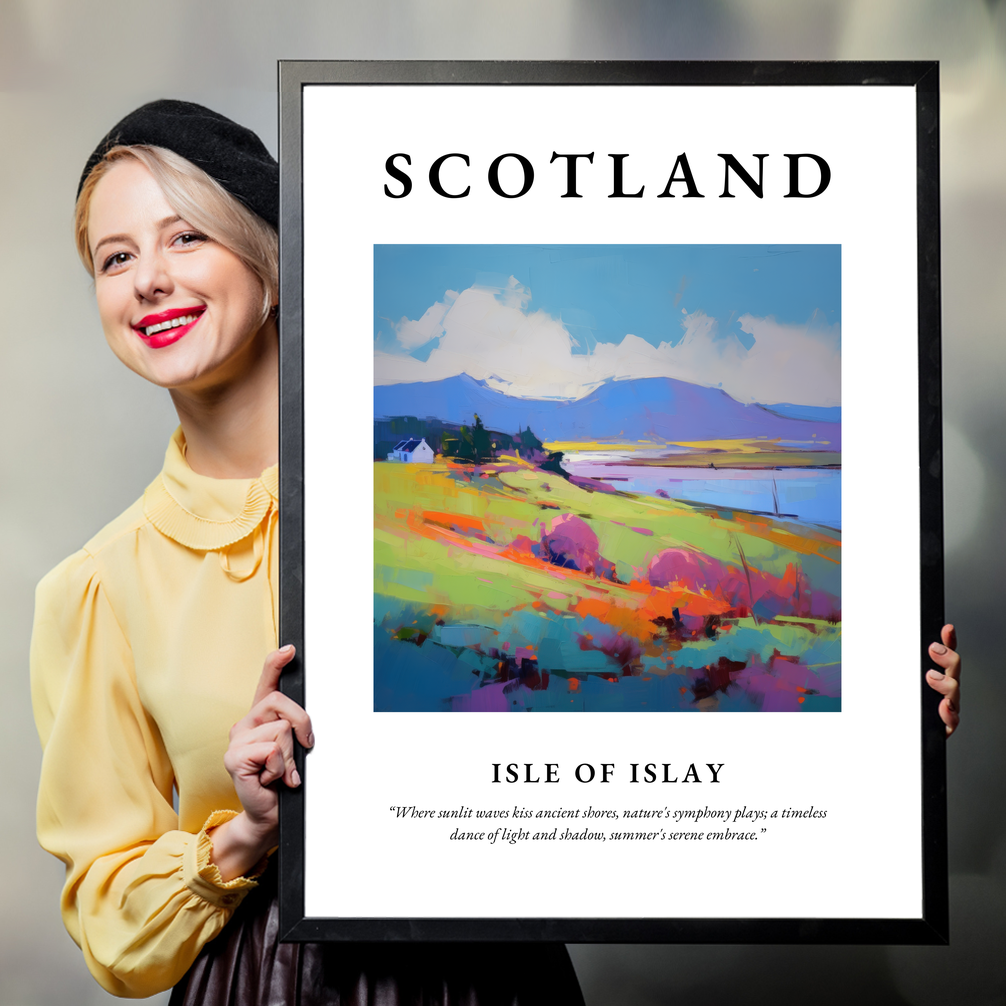 Person holding a poster of Isle of Islay