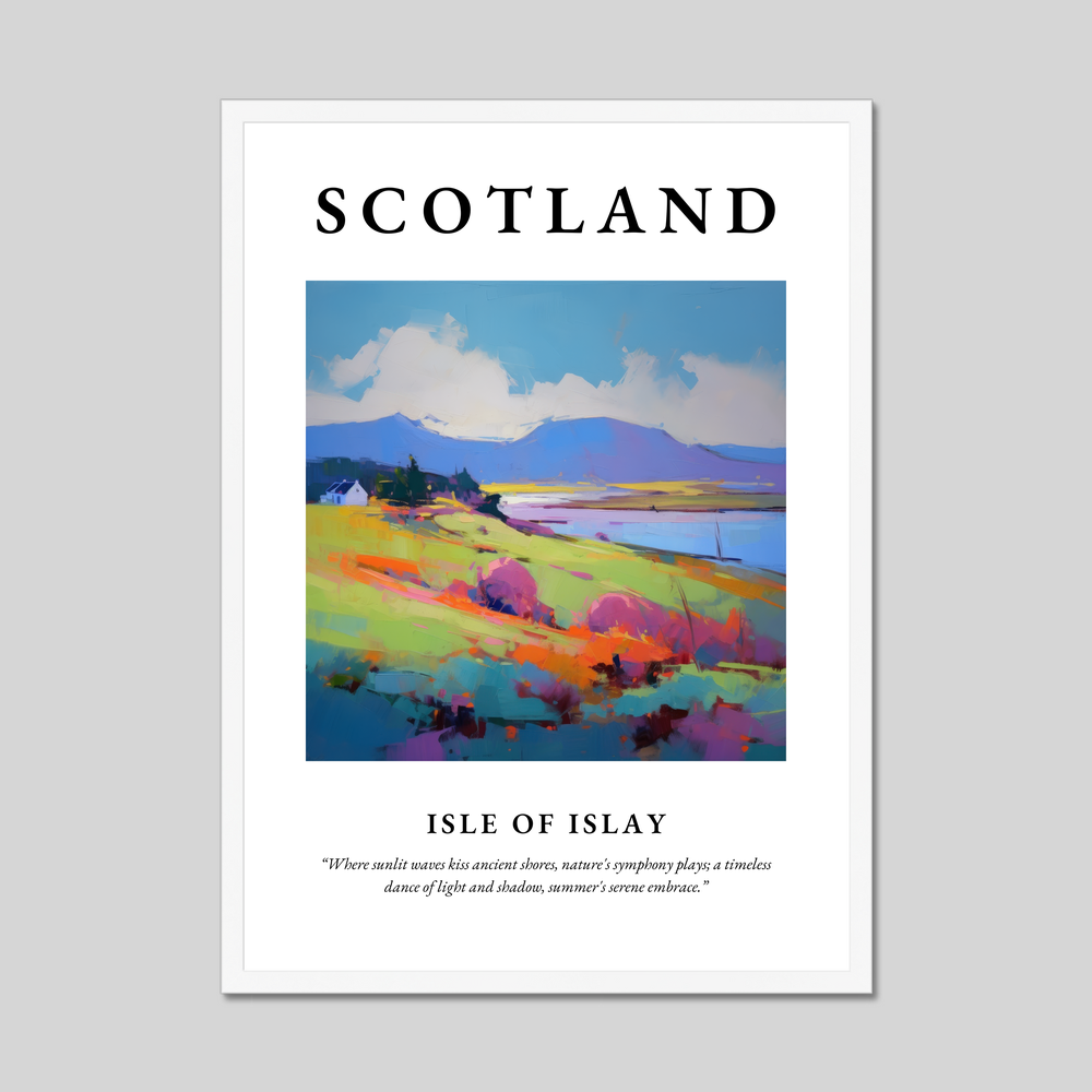 Poster in a white frame with the word Scotland