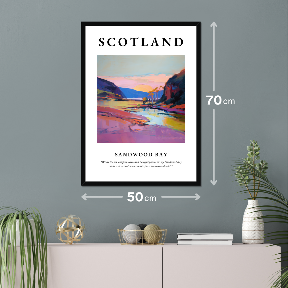 Poster of Sandwood Bay hanging on a wall