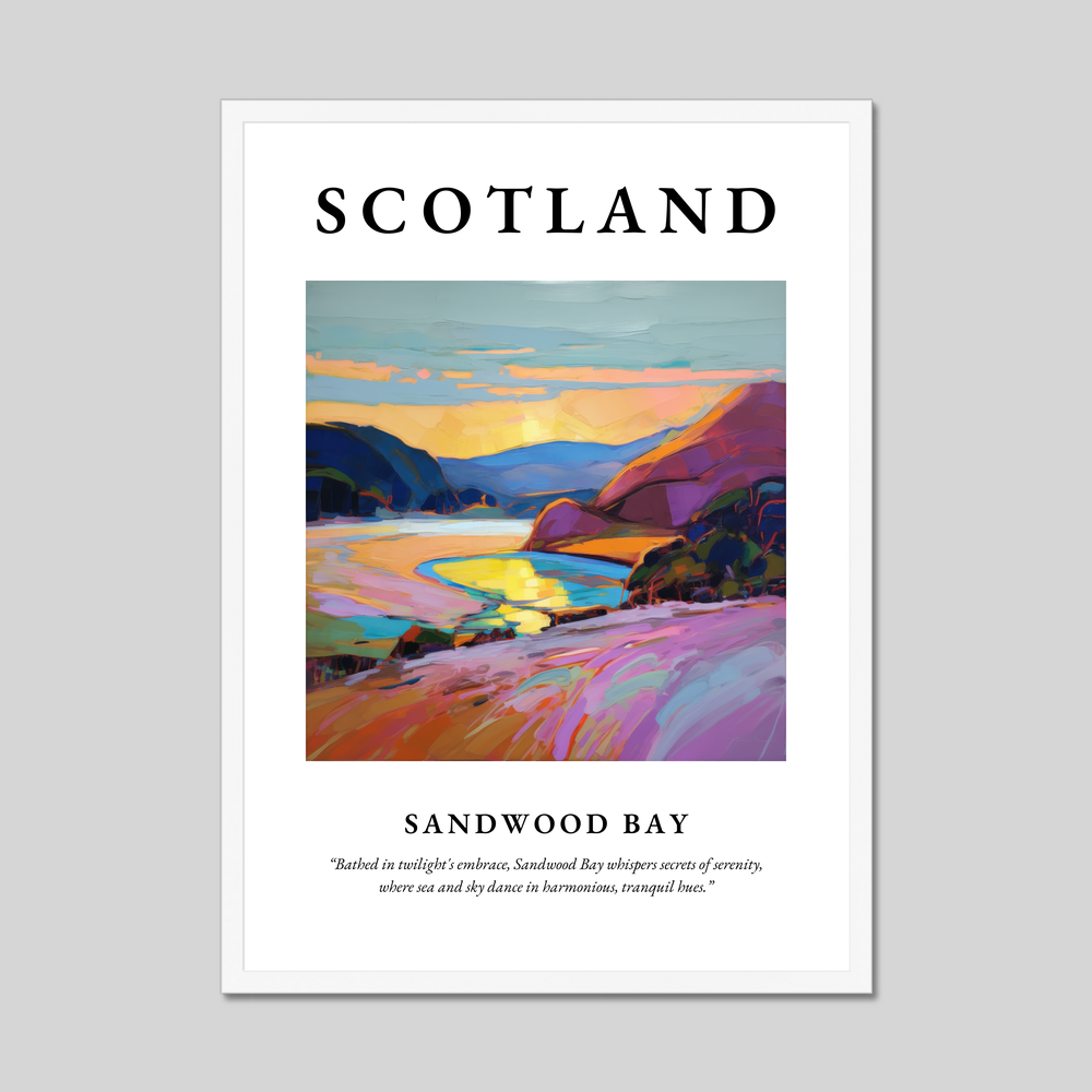 Poster in a white frame with the word Scotland