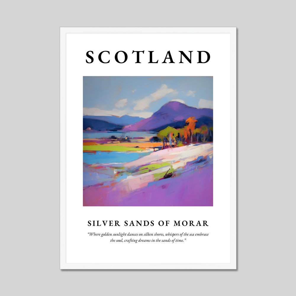 Poster in a white frame with the word Scotland