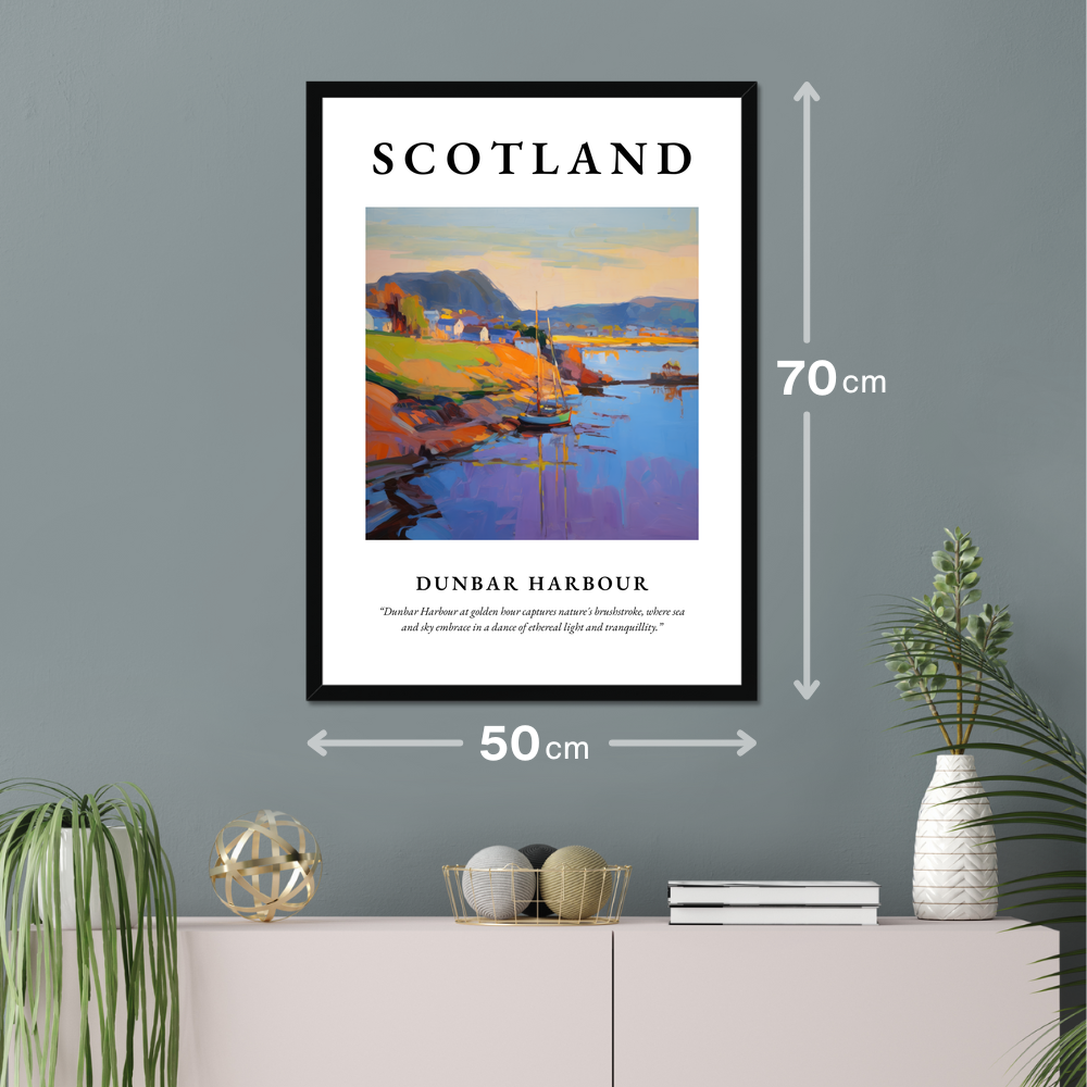 Poster of Dunbar Harbour hanging on a wall