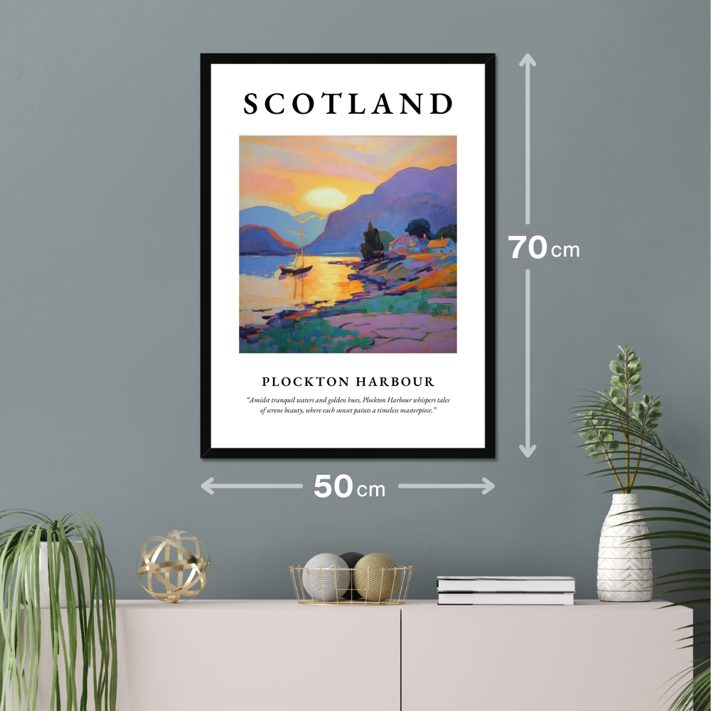 Poster of Plockton Harbour hanging on a wall