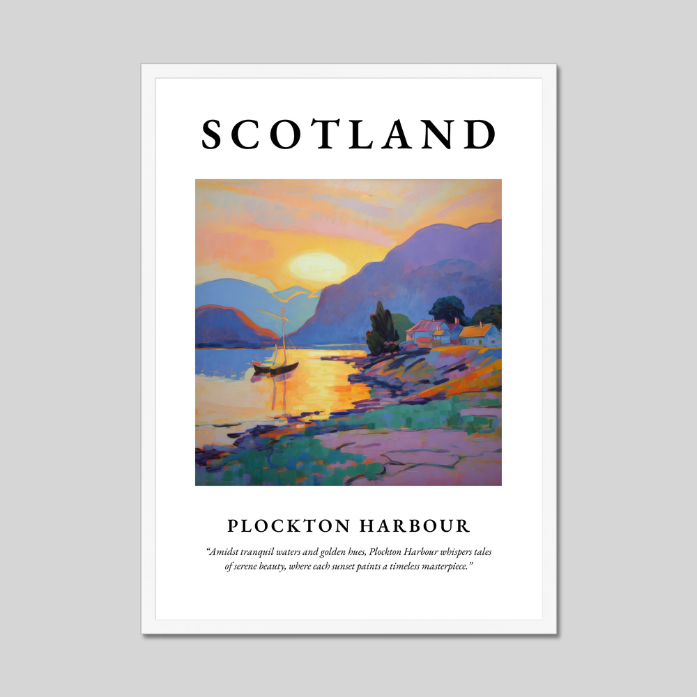 Poster in a white frame with the word Scotland