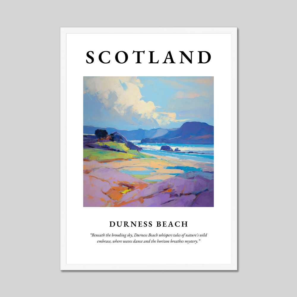 Poster in a white frame with the word Scotland