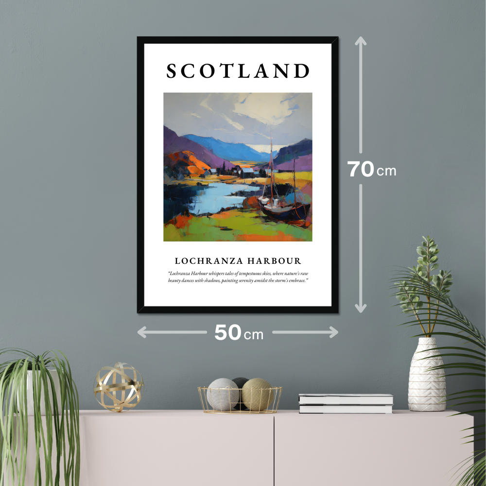 Poster of Lochranza Harbour hanging on a wall