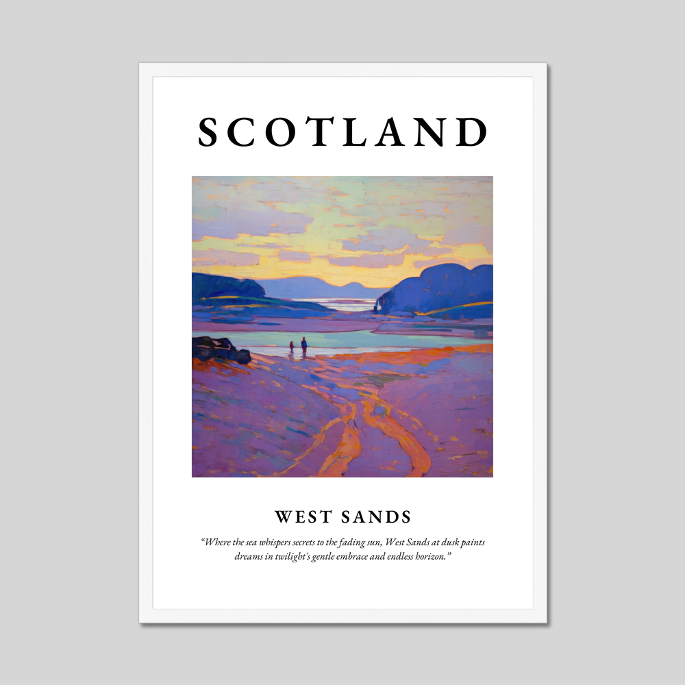 Poster in a white frame with the word Scotland