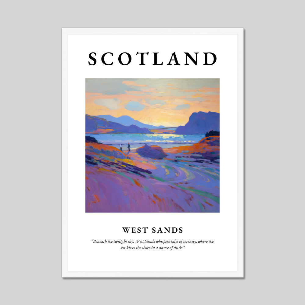 Poster in a white frame with the word Scotland