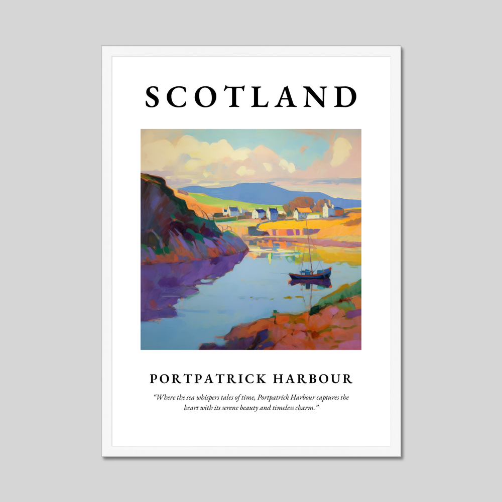 Poster in a white frame with the word Scotland