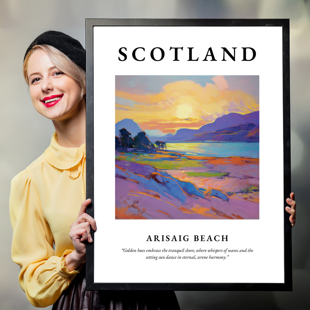 Person holding a poster of Arisaig Beach