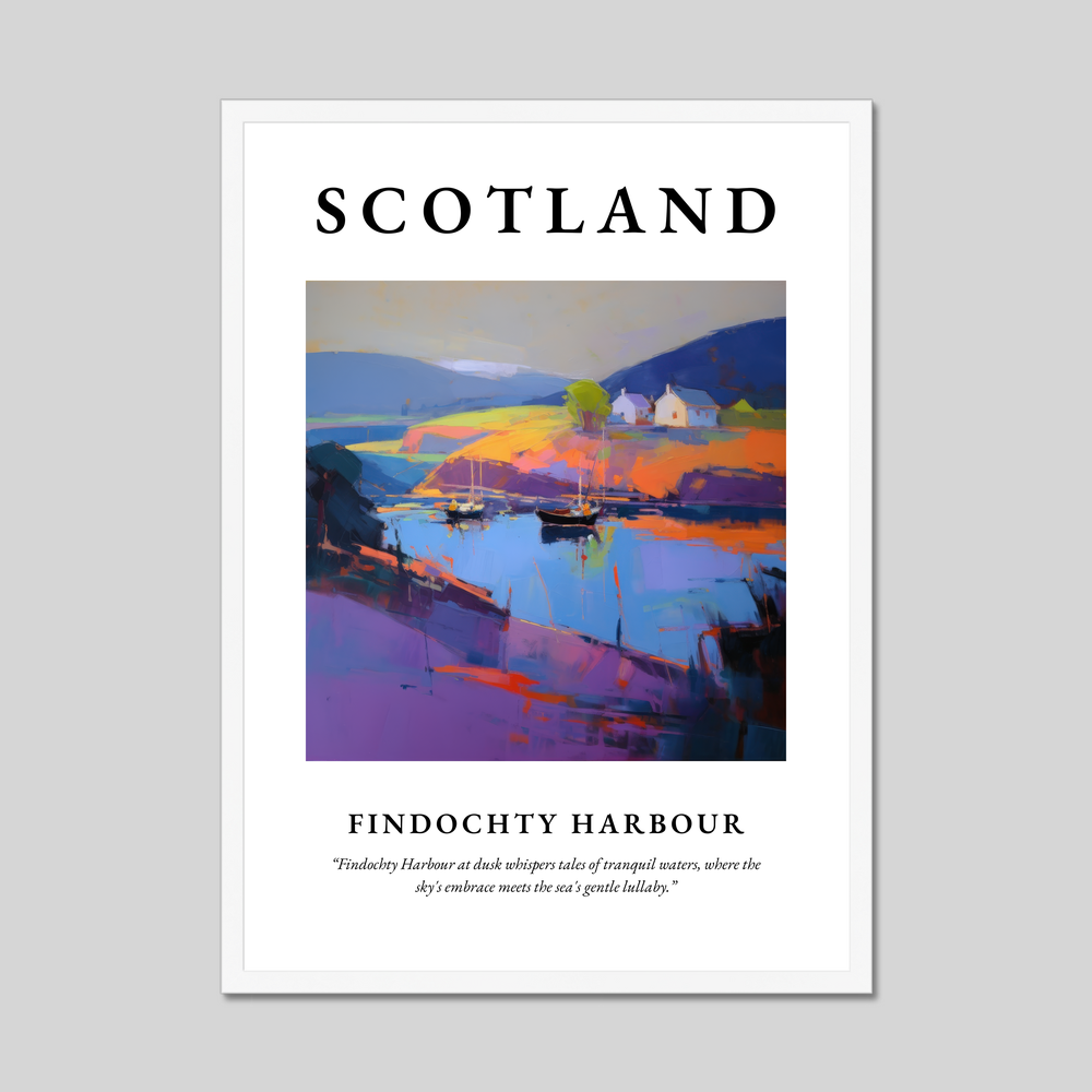 Poster in a white frame with the word Scotland