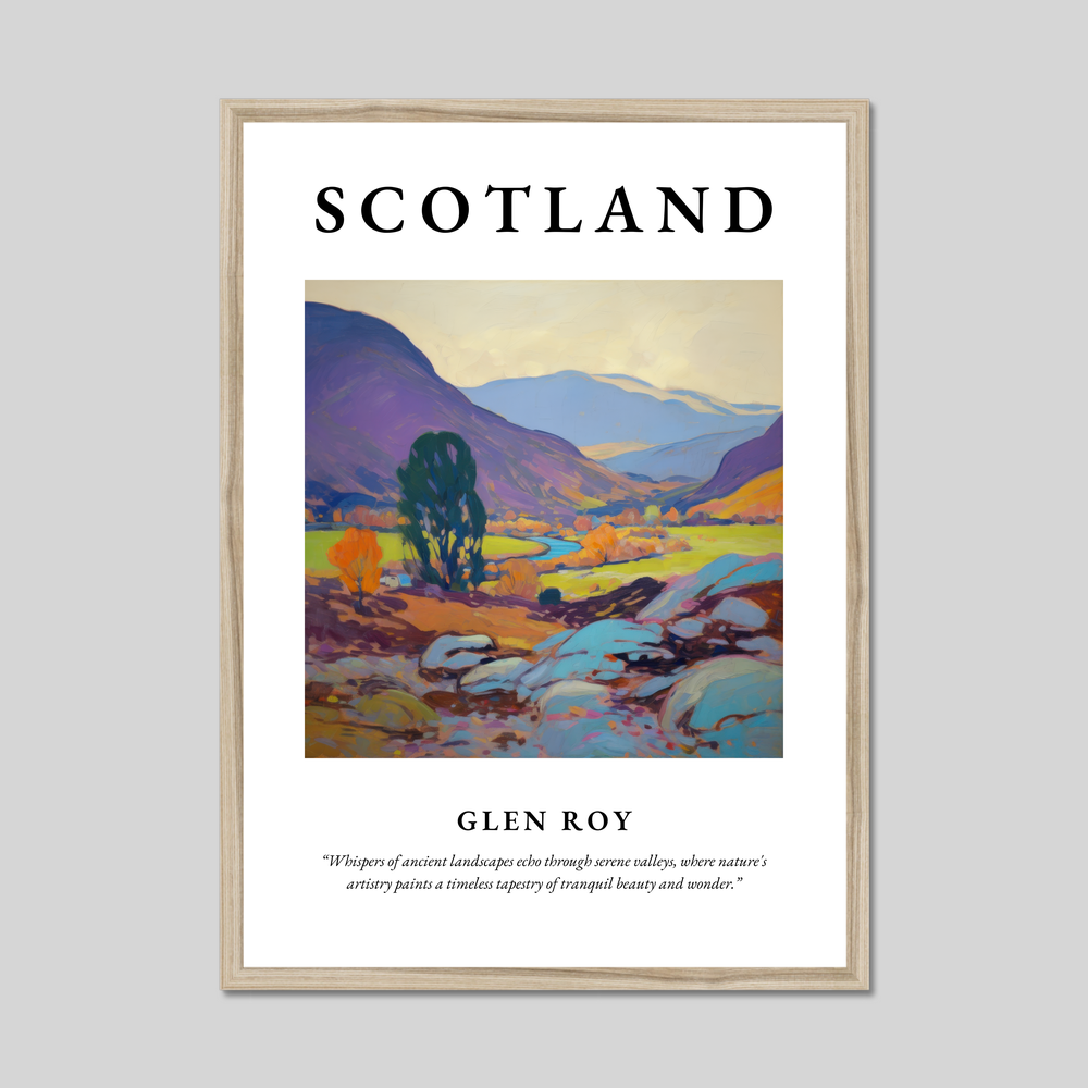 Poster in a natural frame with the word Scotland