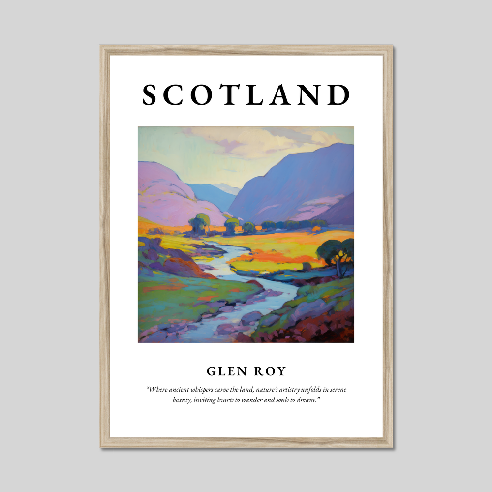 Poster in a natural frame with the word Scotland