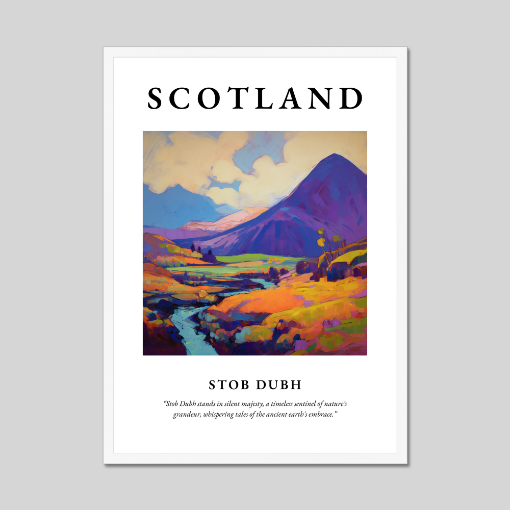 Poster in a white frame with the word Scotland