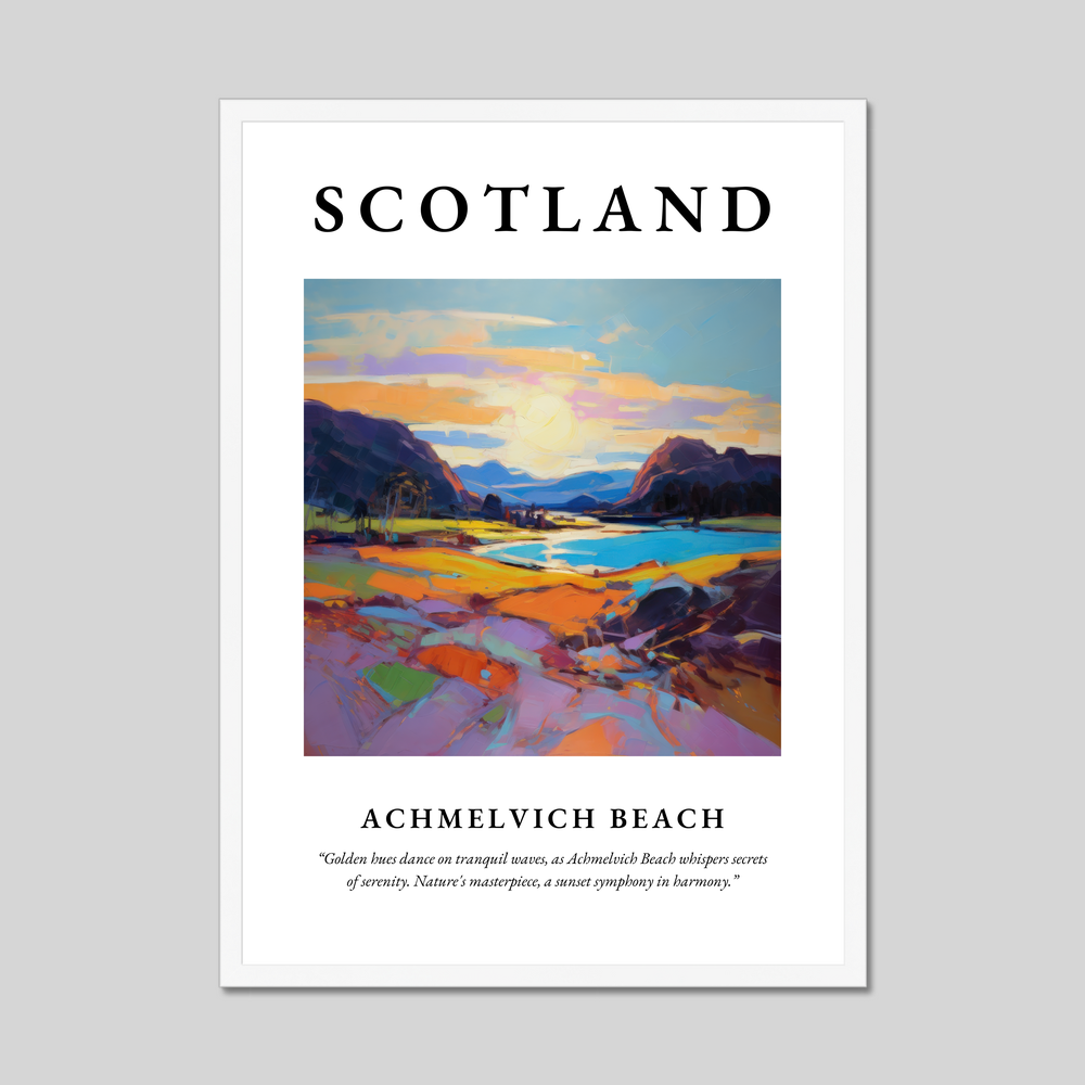 Poster in a white frame with the word Scotland