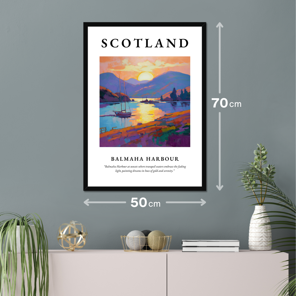 Poster of Balmaha Harbour hanging on a wall